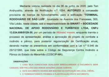 Corpo de Bombeiros renova licença de funcionamento do Terminal Rodoviário de São Luís