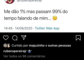 “Me dão 1%, mas passam 99% do tempo falando de mim”, diz Rubens ao rebater críticas de opositores