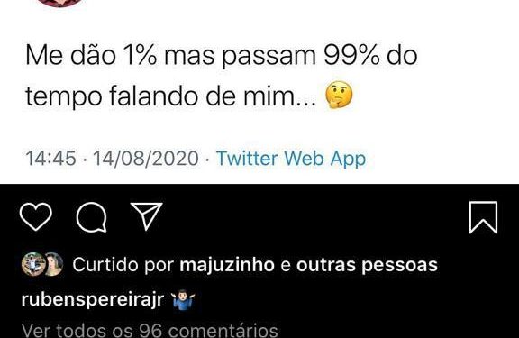“Me dão 1%, mas passam 99% do tempo falando de mim”, diz Rubens ao rebater críticas de opositores