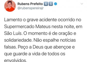 Rubens Jr. lamenta tragédia no supermercado Mateus