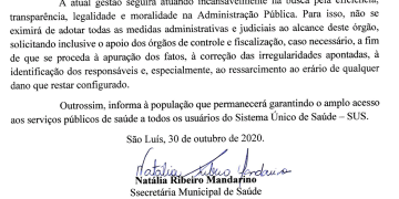 Natalia Mandarino emite nota esclarecendo mais uma Operação da PF na sede da SEMUS