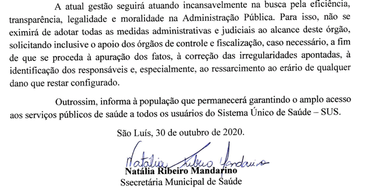 Natalia Mandarino emite nota esclarecendo mais uma Operação da PF na sede da SEMUS