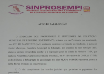 Sinprosempi acaba de confirmar a catástrofe que está sendo a gestão de Luciano Genésio e seus aliados em Pinheiro
