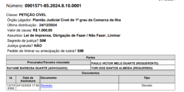 Justiça manda retirar postagem difamatória contra presidente da Câmara de São Luís